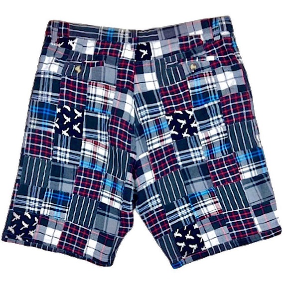 SIEGFRIED Men’s VINTAGE Patchwork Plaid Madras Flat Front Shorts Size 40 - Picture 2 of 5